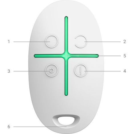 38166 - Jeweller - SpaceControl - Mando a distancia inalámbrico bidireccional con botón antipánico - color white - Ajax seguridad inalámbrica