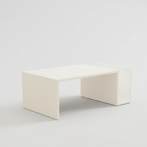 Moderner Couchtisch aus melaminbeschichtetem Spanplatten, Design Memo - Weiß (1/5)