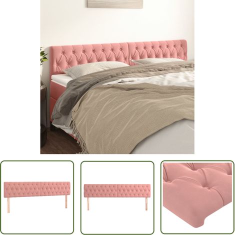 The Living Store Têtes de lit 2 pcs Rose 90x7x78/88 cm Velours - Tête De Lit - Têtes De Lit - Tête De Lit Rembourrée - Tête De Lit Chambre À Coucher - Velours (1/5)