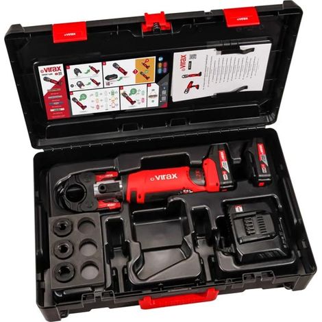 Virax – Presse à sertir électro-mécanique Viper L2X 253579 – Inserts U 16-20-25 – Technologie de contrôle automatique de l’effort – Poignée Soft Touch antidérapante