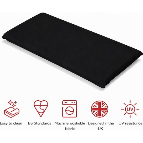SP 2 Seater Bench Pad Cushion - L116 x W48 x H6 cm - Black
