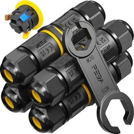® Connecteurs de Câbles Étanches IP68 - Boîte de jonction 3 Fils - Raccord extérieur étanche pour jardin - Dérivation de câble Ø4-12mm - Boîtier électrique extérieur étanche et sécurisé,4 pièce