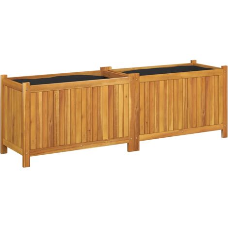 Fioriera rialzata per piante fiori patio e giardino con rivestimento 153 x 38,5 x 50 cm legno massello di acacia marrone 020038123