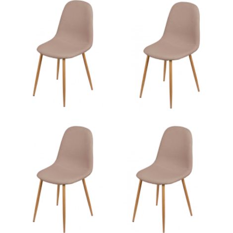 Chaise en Tissu Taupe Pieds en Métal Effet Bois (1/4)