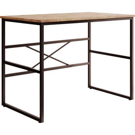 Schreibtisch Computertisch Bürotisch Industrie-Design Büromöbel Laptoptisch Gestell aus Metall Matt Schwarz und Holz-Optik Modell Factory M1 100x75x60cm
