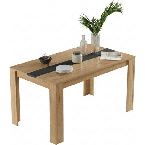 Table à Manger 8 Couverts Maxi Chêne et Gris Anthracite L 140 H 73.8 P 80 cm (1/5)