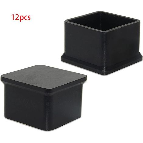 lot De 12capuchons De 40 X 40 Mm (4,0 X 4,0 Cm), Noir  Pieds De Chaise, De Table, De Chaise, De Sol, De Forme Carre, En Silicone Durable (1/5)