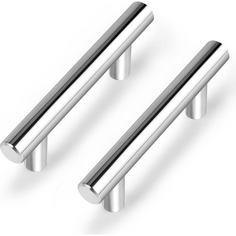 Tiradores para cajones de armarios, acero cromado, 256 mm, 6 unidades.
