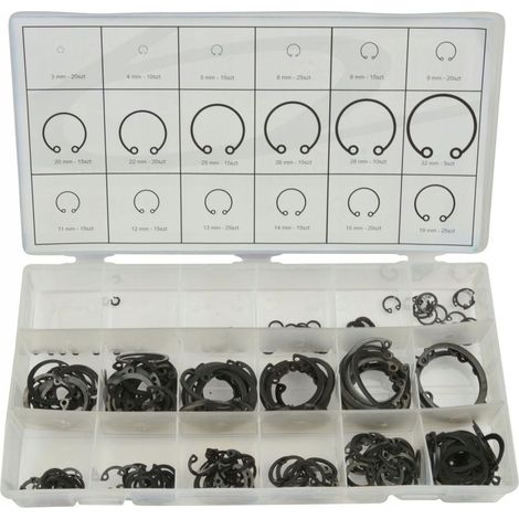 Set di 300 anelli di ritegno interni a clip a E, colore argento.