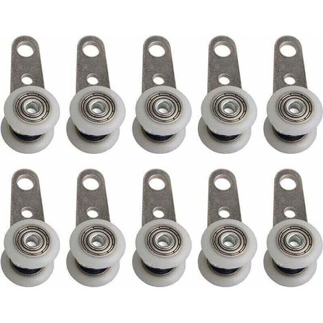Lot De 10 Roulettes Pour Baies Vitres Ou Portes Coulissantes - En Mtal Et En Plastique - 4,5 X 1,9 Cm (1/4)