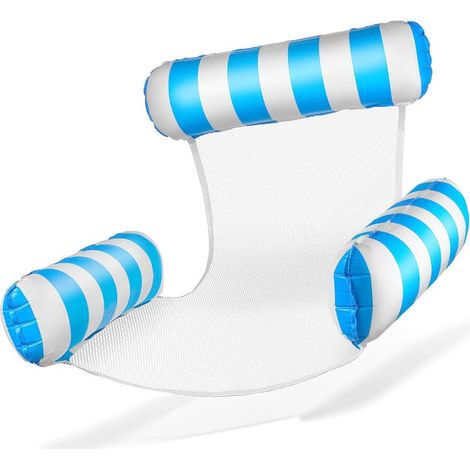Silla hinchable para piscina con respaldo y reposabrazos, flotador hinchable de tres tubos, azul cielo (1/5)