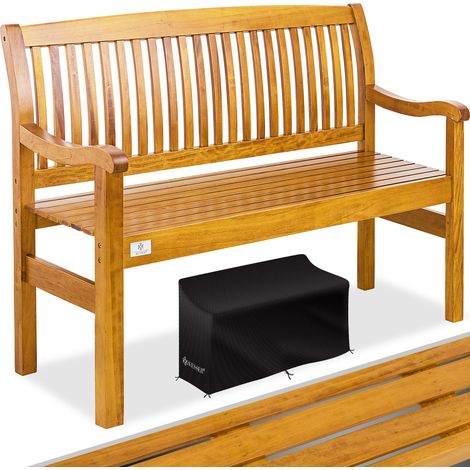 KESSER® banco de jardín banco de madera resistente a la intemperie banco de parque de madera maciza banco balcón banco muebles de jardín banco para balcón terraza y jardín 125 cm / marrón claro