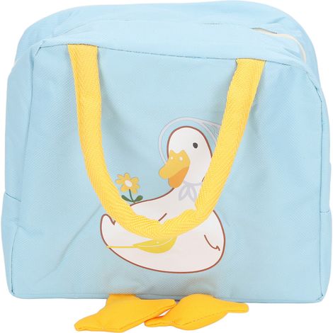 Lunchbox mit Comic-Entenmotiv, wasserdichtem Reißverschluss, robustem Tragegurt, blau. (1/5)