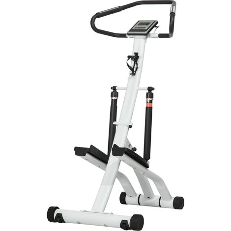 Stepper con manubrio, display LCD, 12 livelli di resistenza, nero e argento, 80 x 61 x 134 cm (1/5)