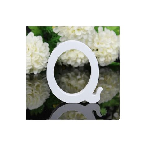 LETTERA "Q" IN LEGNO BIANCO 12CM ALFABETO MATRIMONI COMPLEANNI DECORAZIONI FESTA