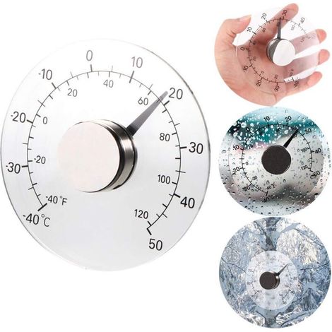 Thermomètre extérieur étanche, autocollant pour fenêtres extérieures rondes, -40 à 50 °C, diamètre 10,7 cm