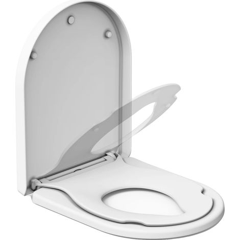 Siège de toilette, polypropylène durable, taille standard, charnières réglables, mécanisme de fermeture douce, siège enfant amovible (1/5)