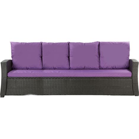 Coussins de canapé de jardin en résine tressée 168x50x7+356x50cm Set de coussins 3 places Lot de coussins de jardin coussins d'extérieur violet