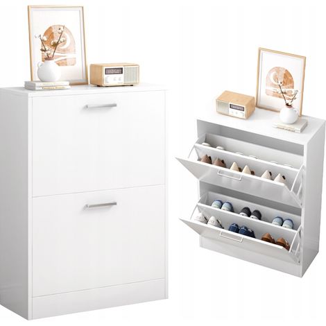 Schuhschrank weiß Garderobe Schuhregal Kommode Loft modern 60 cm (1/5)