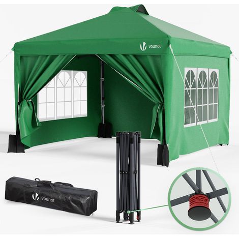 Vounot – Tonnelle de jardin pop up 3x3m – Imperméable 1200pa – Protection UV 99% – Structure acier – 4 parois amovibles et fenêtres