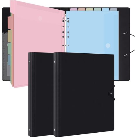 Classeur avec Pochettes Perforées pour Documents Format A4 - Pochette Plastique, Trieur Document Pochette Plastique A4 avec Rabat - Maison/Bureau (Macaron 2) (1/4)