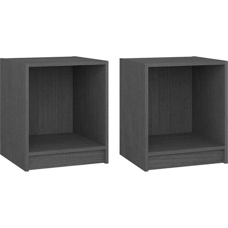 Maison Exclusive - Mesita de noche 2 uds madera de pino gris 35,5 (1/5)
