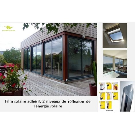 Madeinnature – Film solaire adhésif pour fenêtres effet miroir argenté – Réduction chaleur 75% – Pose intérieure facile – Dimensions 150cm x 75cm (1/5)