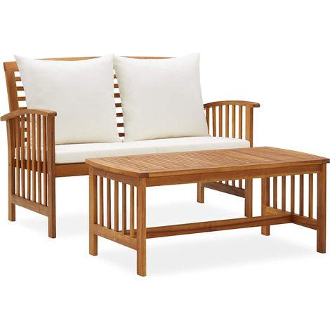 vidaXL Set Divani da Giardino 2 pz con Cuscini in Massello di