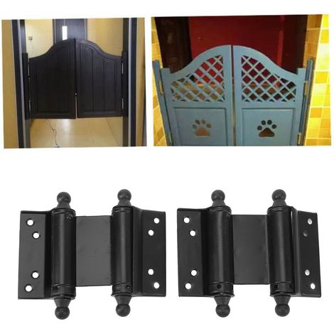 Juego de puertas dobles de cierre automático fabricadas en acero inoxidable negro con mecanismo de resorte para puertas batientes de cafeterías/salones. (1/5)