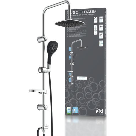 EISL Duschsystem ohne Thermostat mit Ablage f�r Seife Dusche Regendusche Edelstahl Brausestange H�henverstellbar Wellness Kopfbrause mit Handbrause 3-fach verstellbar Dichtung zum Wasser sparen DXLD60 (1/5)