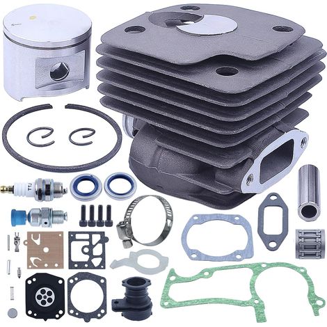 Piston de cylindre alésage 52mm pour Jonsered 2063 2065 2071 pour tronçonneuse 503691072, Kit cylindre et piston, Collecteur d'admission avec collier, Palier de piston, Bougie, Soupape de décompressio (1/5)