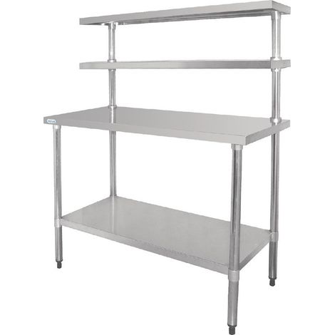 Table Inox Avec 2 Etagères Supérieures - Gamme 600 - Vogue