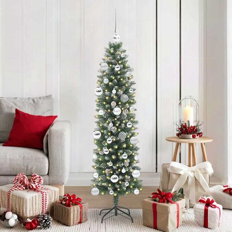 Teenpull – Künstlicher schlanker Weihnachtsbaum Grün und Weiß 150 cm (1/5)