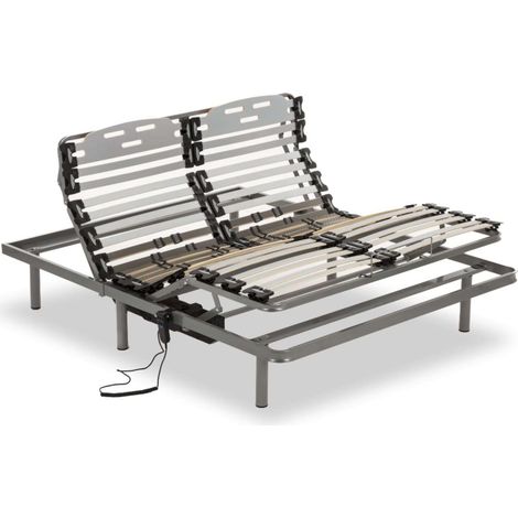 Nalui Somier articulado 150x200x25cm Gris ProCare con Mando ProCare, 11 Láminas Madera de Haya de 10 cm y Estructura de Acero