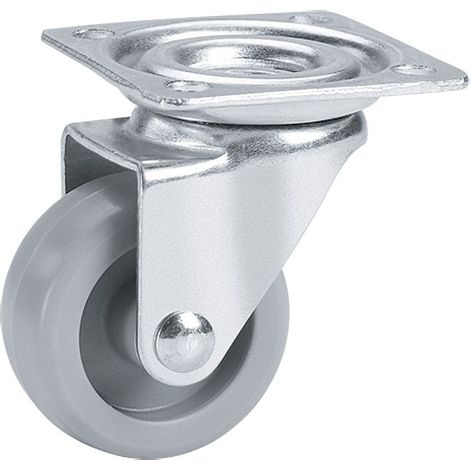FPLUS rueda mobiliario 40 ø goma gris placa 46x46 30 kg 18h0332