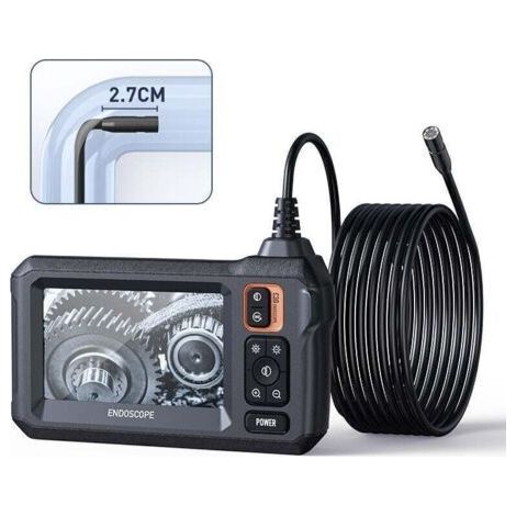 QORVA-Caméra d'inspection endoscopique Industrielle, caméra d'égout endoscopique IPS 4,3", caméra Serpent étanche IP67 avec 8 lumières LED, câble Semi-Rigide de 5 m,de