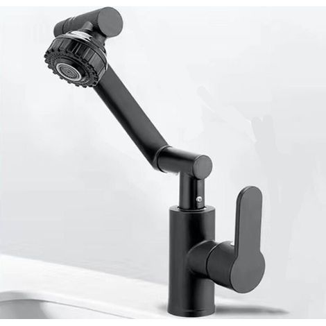 Flexible Robinet Cuisine, Robinet Mitigeur Cuisine, Robinet Cuisine Douchette, 1080° Flexible Rotation Mitigeur Cuisine, 2 Modes de Jet, Livré avec 2 Flexibles 60cm(Noir) (1/4)