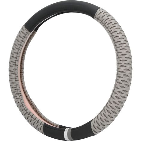 Housse de volant universelle en similicuir pour voiture, antidérapante et personnalisable (gris) (1/5)