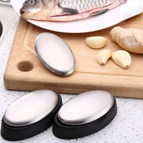 Savon inoxydable anti-odeurs en acier inoxydable, forme ovale, éliminateur d'odeurs pour les mains du chef, désodorisant (1/5)