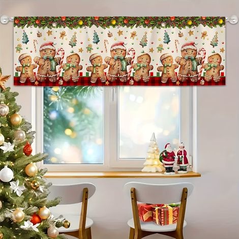 Rideaux de Noël 2026, tissu décoratif imprimé numérique pour chambre et salon, fond décoratif pour les fêtes - 45 x 180 cm - CL-23