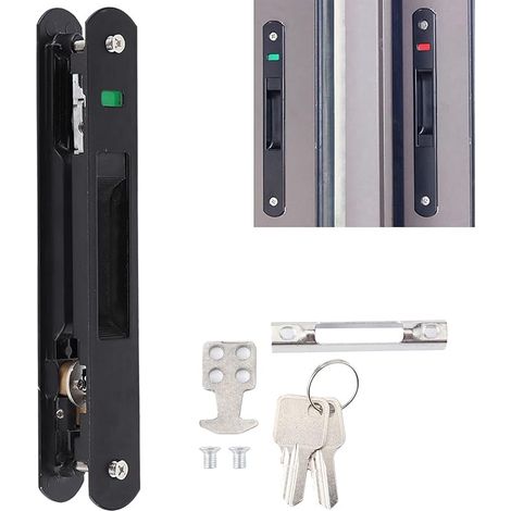 Serrure Porte Coulissante, Verrou de Porte, Verrou Baie Coulissante, Crochet de Fenêtre Verrou de Verrouillage Simple Double Face Pour Portes Mobiles, Fenêtres, Portes Coulissantes en Verre (1/5)