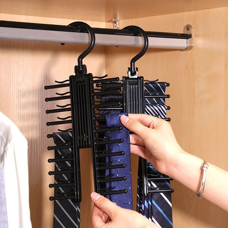 Multifunktionaler Krawattenhalter mit 20 Reihen, rutschfesten Clips und 360°-Drehfunktion (1/5)