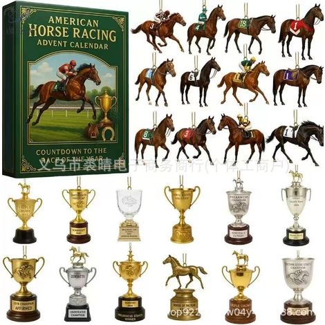 New American Horse Racing Advent Calendar Blind Box Christmas Tree Decoration Plastic Ornament - American Horse Racing Advent Blind Box 3D A-Class -
