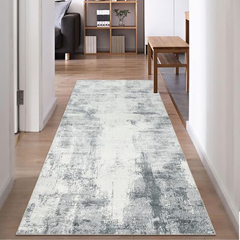Tapis Couloir 80 x 200cm Long Tapis de Cuisine Gris Moderne Abstrait Lavable en Machine Tapis De Passage Antidérapant Doux Poil Ras Tapis Cuisine Couloir Entrée (1/5)