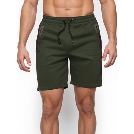 Pantalones cortos de hombre con bolsillos con cremallera, color verde, Recea XL