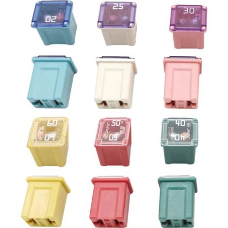 Lot de 12 fusibles bas profil 20A 25A 30A 40A 50A 60A, pour voiture, camion et SUV, protection électrique (1/5)