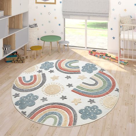 Paco Home Tappeto Bambini Cameretta Per Esterno Rotondo Da Gioco Ragazzo Ragazza Ø 200 cm tondo, Multicolore