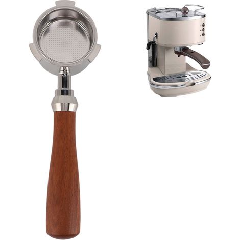 51-mm-Siebträger mit umweltfreundlichem Holzgriff und ultrafeinem Sieb, abnehmbar für DeLonghi-Maschinen mit 3 Befestigungspunkten. (1/5)