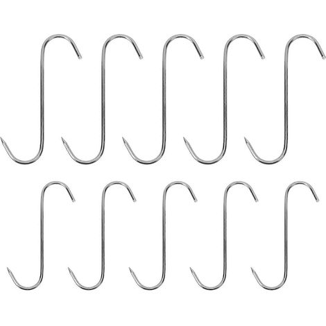 Set mit 10 Fleischhaken aus Metall, geeignet für Pfannen, Räucheröfen und Speck. (1/5)