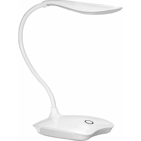 LED-Schreibtischlampe mit 3-stufigem Touch-Dimmer, flexibler Schwanenhals, Tageslichtlampe, Nachttischlampe zum Lesen, Arbeiten und Lernen, weiß (1/5)